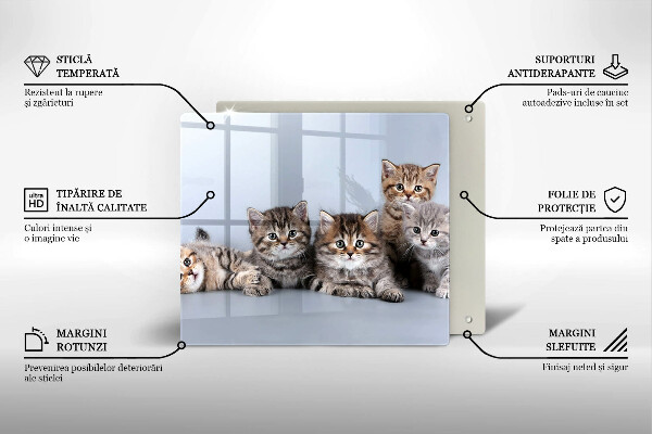 Tocător din sticlă Pisicuțe dulci
