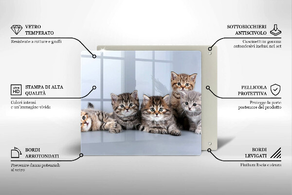 Tocător din sticlă Pisicuțe dulci