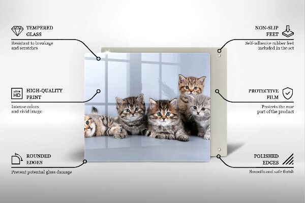 Tocător din sticlă Pisicuțe dulci