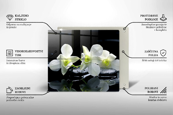 Tocător din sticlă Flori albe în apă Zen