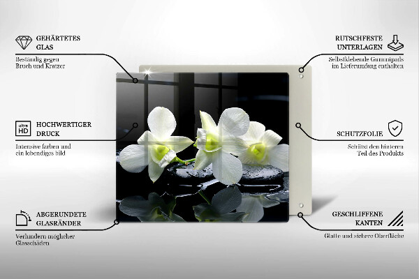 Tocător din sticlă Flori albe în apă Zen