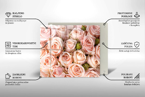 Tocător din sticlă Buchet de trandafiri delicati