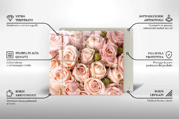 Tocător din sticlă Buchet de trandafiri delicati