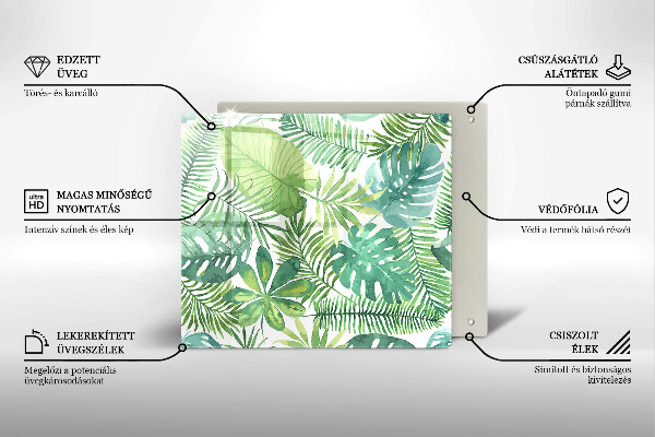 Tocător din sticlă Acuarelă frunze boho