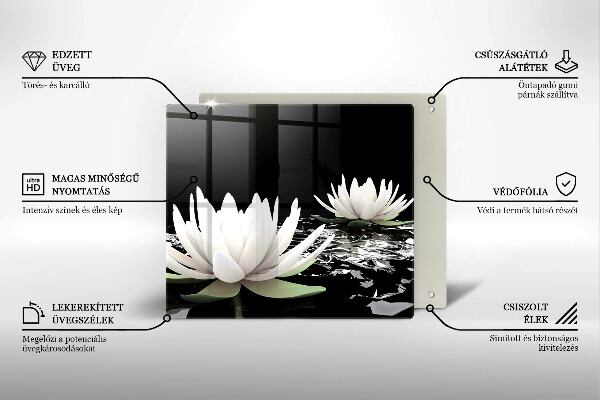 Tocător din sticlă Crini albi pe apă