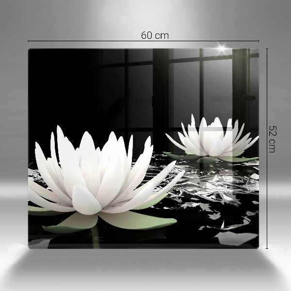 Tocător din sticlă Crini albi pe apă