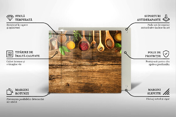 Tocător din sticlă Linguri de lemn de condimente