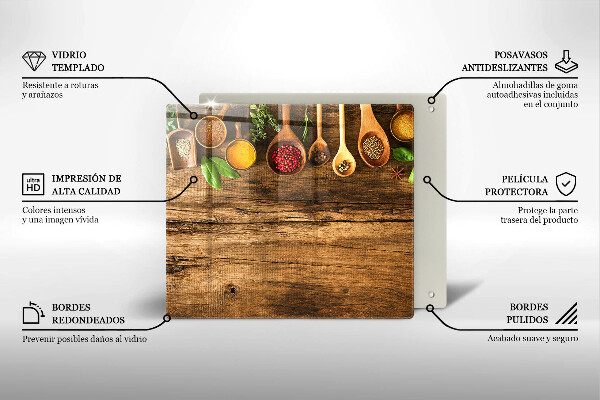 Tocător din sticlă Linguri de lemn de condimente