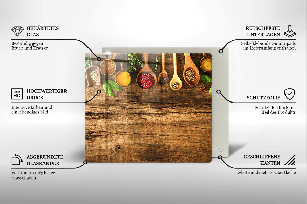 Tocător din sticlă Linguri de lemn de condimente