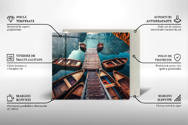 Tocător din sticlă Barci pe lac