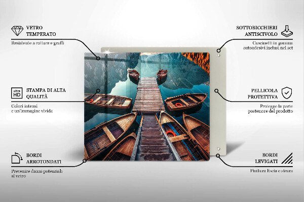 Tocător din sticlă Barci pe lac