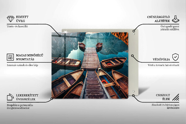 Tocător din sticlă Barci pe lac