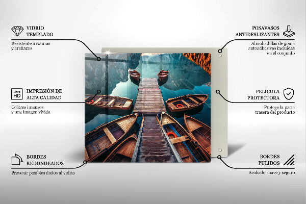 Tocător din sticlă Barci pe lac