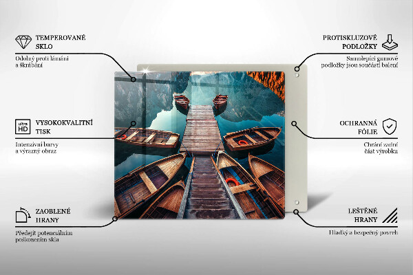 Tocător din sticlă Barci pe lac