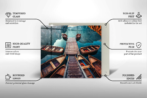 Tocător din sticlă Barci pe lac