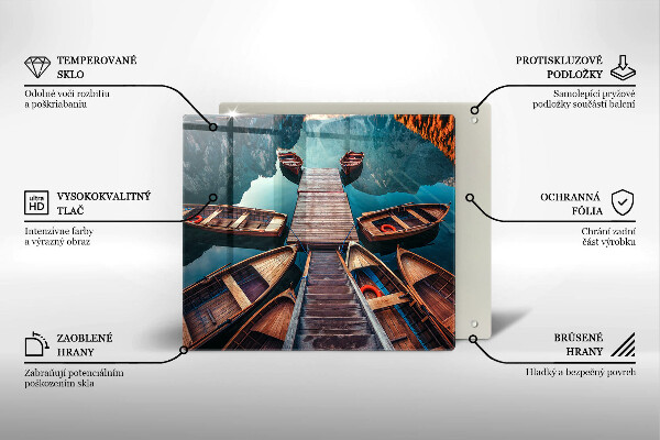 Tocător din sticlă Barci pe lac