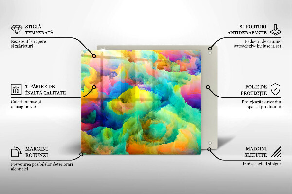 Tocător din sticlă Abstracție colorată