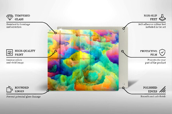 Tocător din sticlă Abstracție colorată