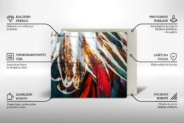 Tocător din sticlă Pene de pasăre Boho