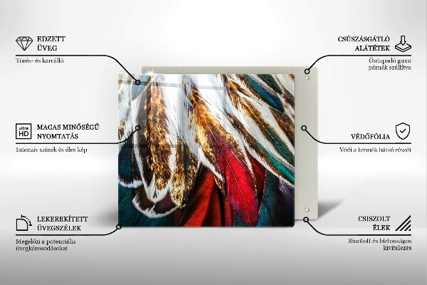 Tocător din sticlă Pene de pasăre Boho