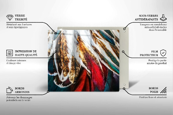 Tocător din sticlă Pene de pasăre Boho