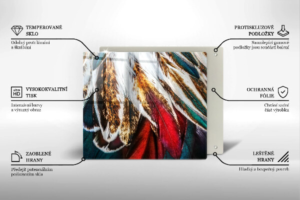 Tocător din sticlă Pene de pasăre Boho