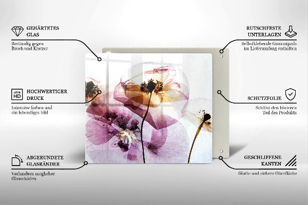 Tocător din sticlă Flori delicate