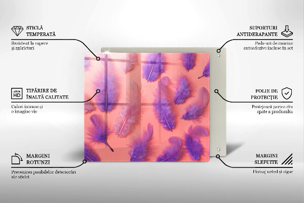 Tocător din sticlă Pene pufoase