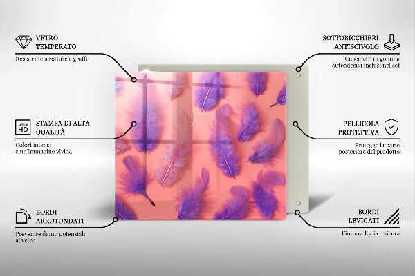 Tocător din sticlă Pene pufoase