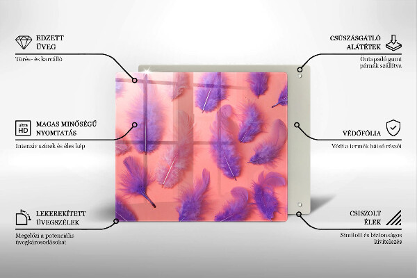 Tocător din sticlă Pene pufoase