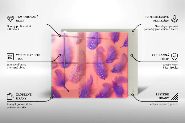 Tocător din sticlă Pene pufoase