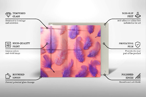 Tocător din sticlă Pene pufoase