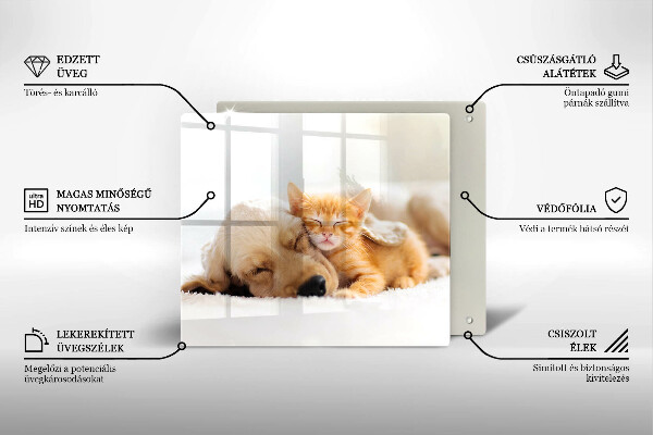 Tocător din sticlă Animale câine și pisică