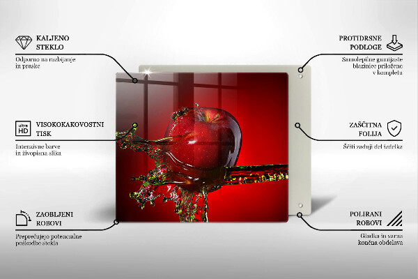 Tocător din sticlă Fructe de măr în apă