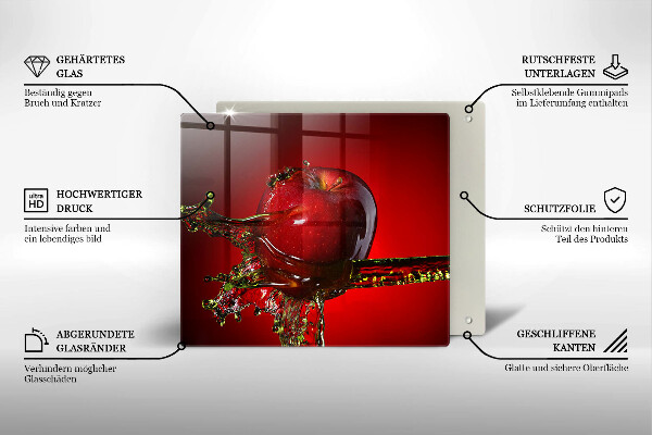 Tocător din sticlă Fructe de măr în apă
