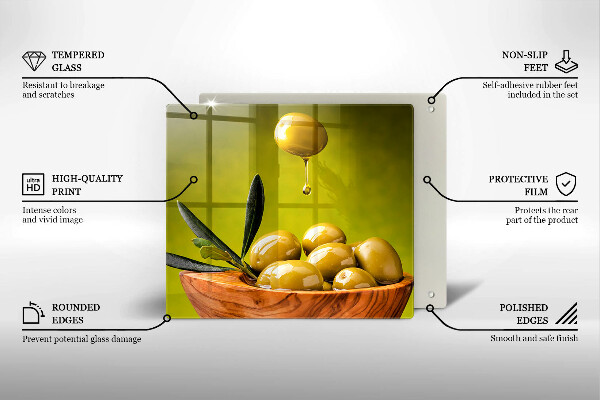 Tocător din sticlă Măsline gustoase
