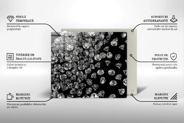 Tocător din sticlă Diamante diamante