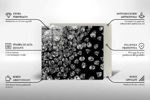 Tocător din sticlă Diamante diamante