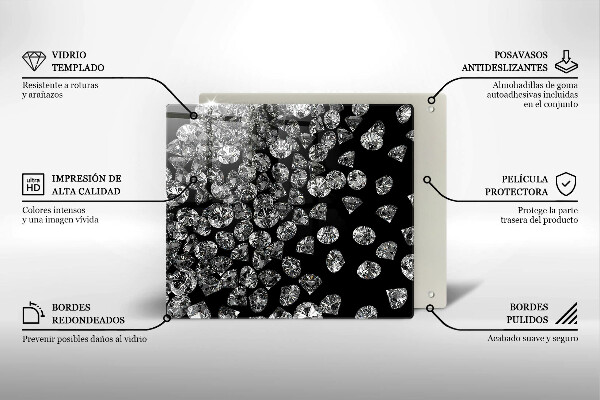 Tocător din sticlă Diamante diamante