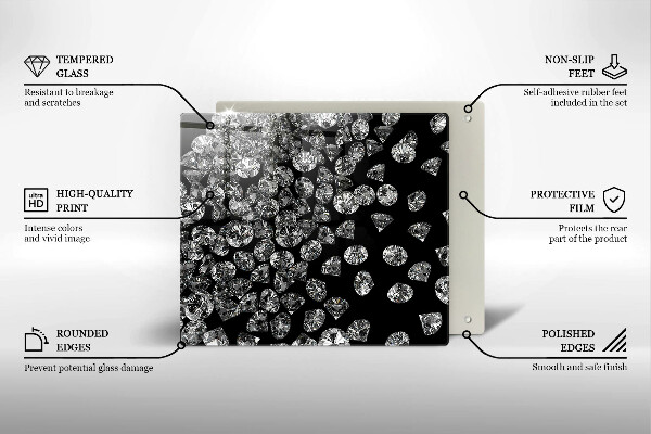 Tocător din sticlă Diamante diamante