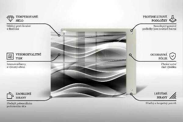 Tocător din sticlă Linii abstracte de fum
