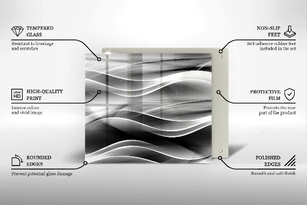 Tocător din sticlă Linii abstracte de fum