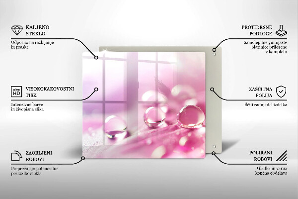 Tocător din sticlă Petale de flori de rouă