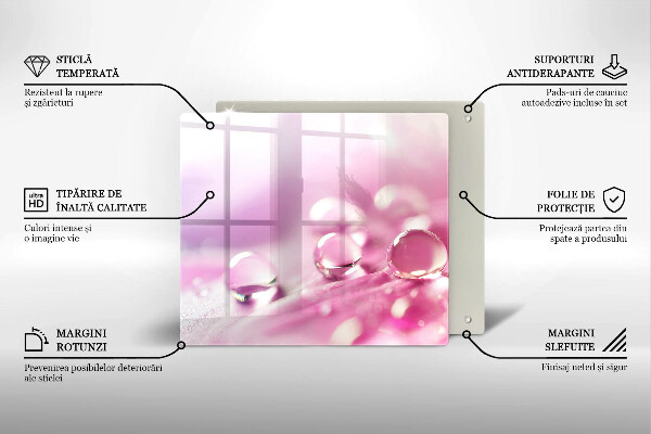 Tocător din sticlă Petale de flori de rouă