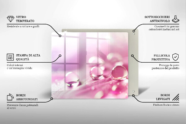Tocător din sticlă Petale de flori de rouă