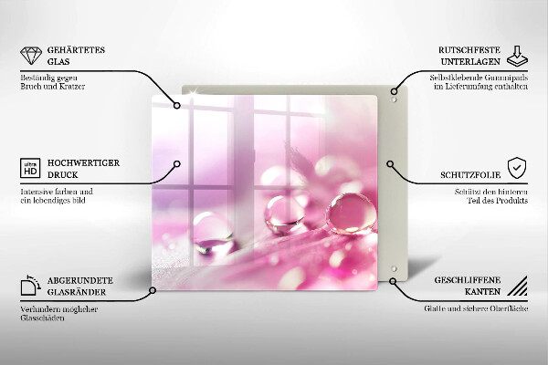 Tocător din sticlă Petale de flori de rouă