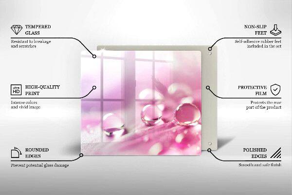 Tocător din sticlă Petale de flori de rouă