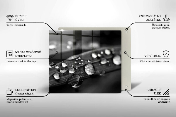 Tocător din sticlă Picături de rouă pe frunze