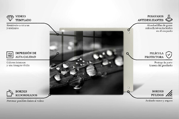 Tocător din sticlă Picături de rouă pe frunze