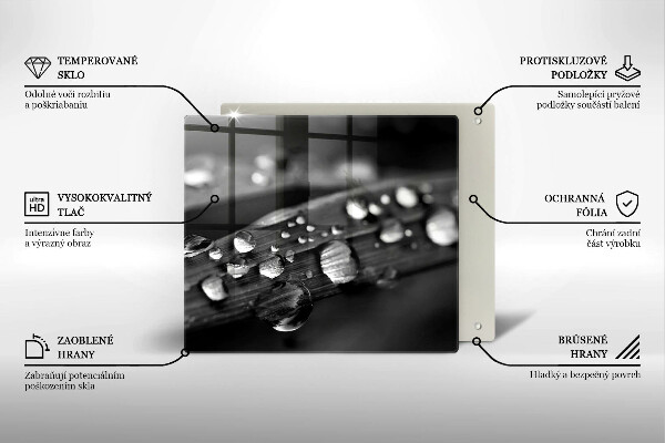 Tocător din sticlă Picături de rouă pe frunze